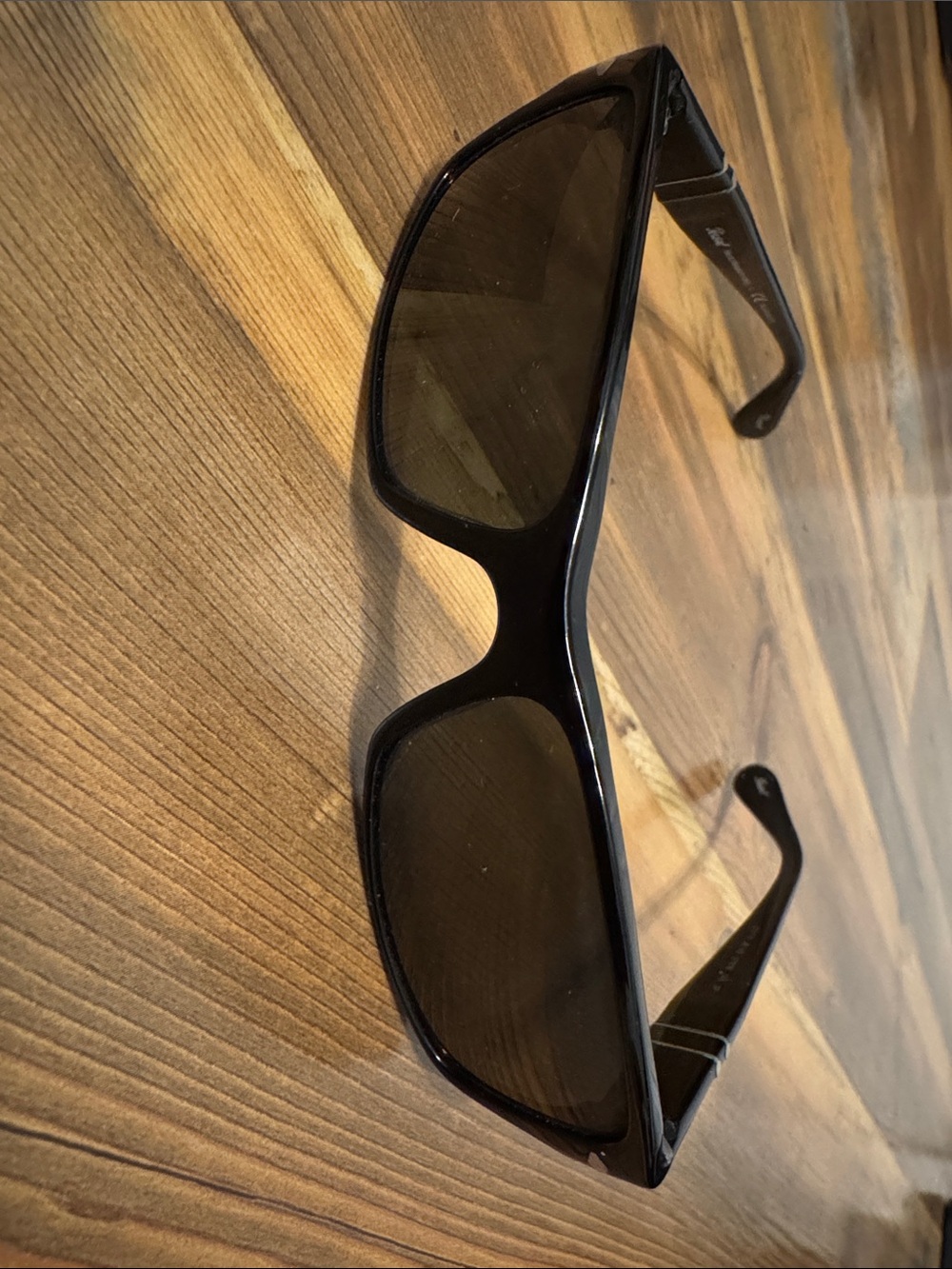 Persol Black Rectangular Men’s Sunglasses with Dark Lenses